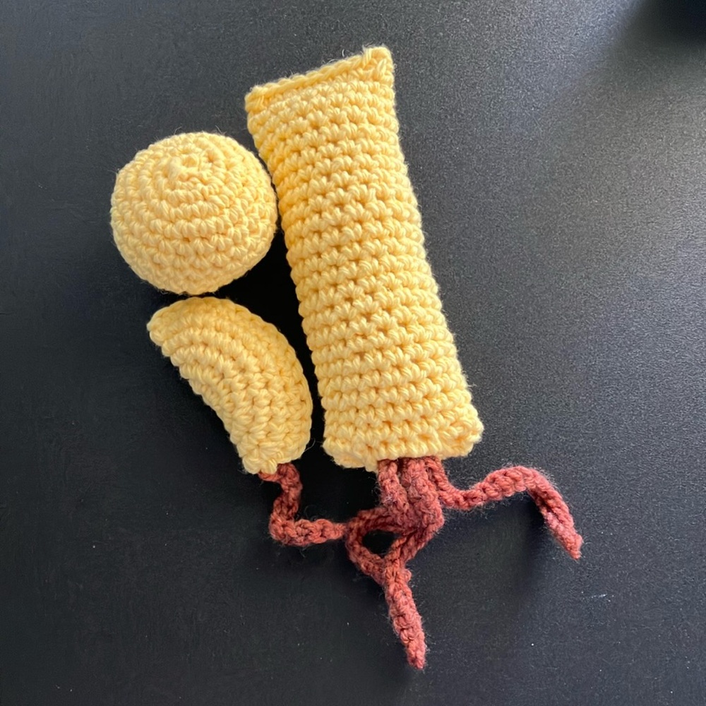 Handmade Cat Toys Yellow Yarn Crochet Pet Kitty Three Piece Gift Set NWOT